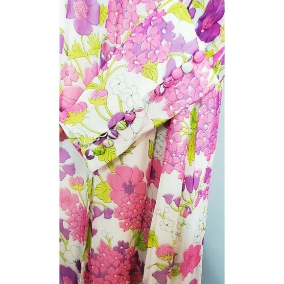 Vintage 1970s Handmade Long Sleeve Floral Empire Waist Dress Chiffon Modest XS - Picture 4 of 5